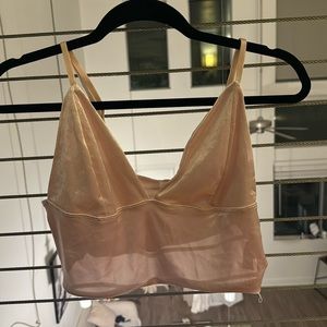 Pink Cropped Velvet Tank top